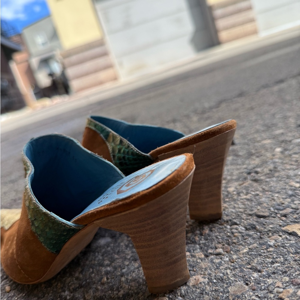 Ursula Mascaro Leather & Snake Skin Western Mules ~ 8.5 - Picture 9 of 10